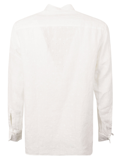 Shop Tagliatore Embroidered Detail Long-sleeved Shirt In White