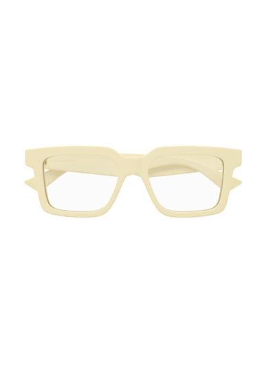 Shop Bottega Veneta Rectangle Frame Glasses In 004 Yellow Yellow Transpa