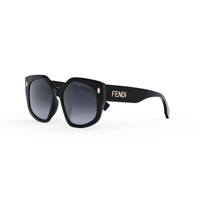 Shop Fendi Geometric Frame Sunglasses In 01w