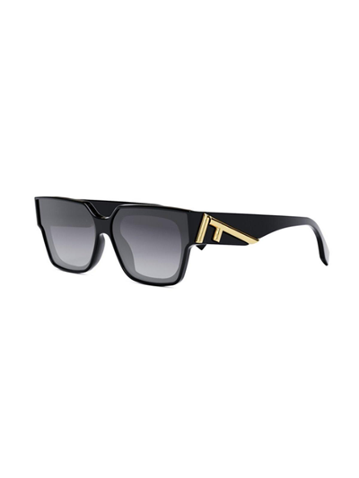 Shop Fendi Rectangular Frame Sunglasses In 01b