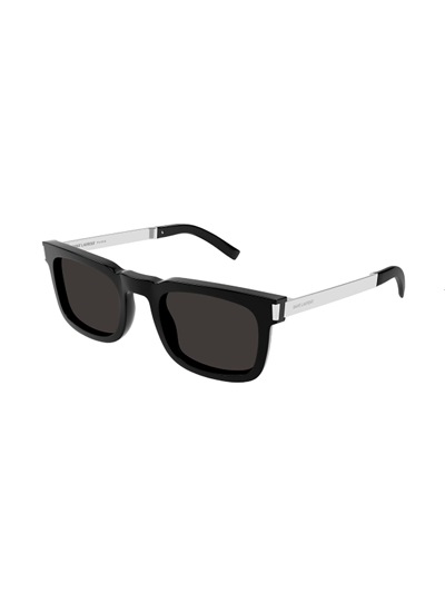 Shop Saint Laurent Sl 581 Sunglasses In 001 Black Silver Black