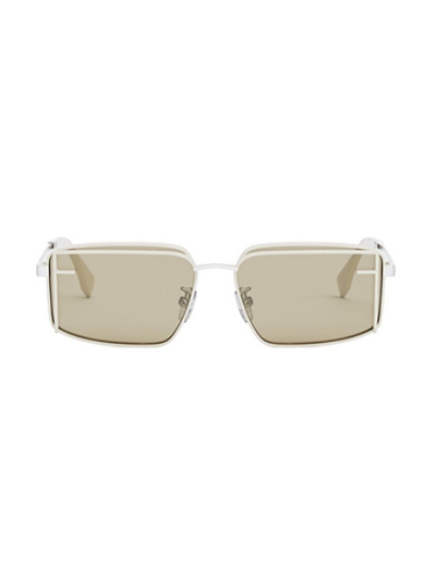 Shop Fendi Rectangular Frame Sunglasses In 25n