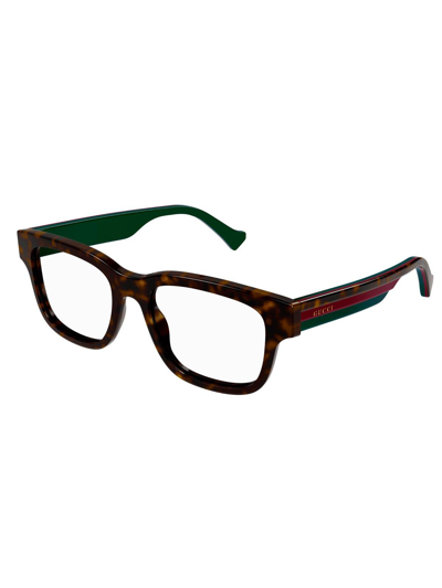 Shop Gucci Rectangular Frame Glasses In 002 Havana Havana Transpa