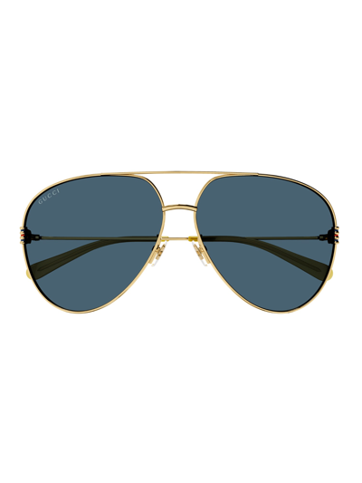 Shop Gucci Gg1280s Sunglasses In 003 Gold Gold Blue
