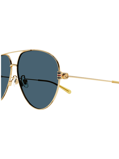 Shop Gucci Gg1280s Sunglasses In 003 Gold Gold Blue