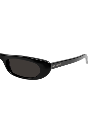 Saint Laurent Sl 557 Elongated Cat-eye Sunglasses In 001 Black Black Black