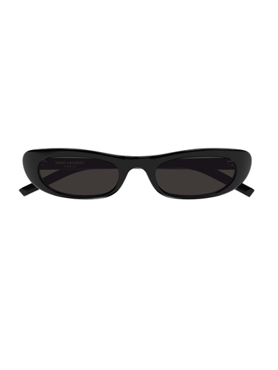 Saint Laurent Sl 557 Elongated Cat-eye Sunglasses In 001 Black Black Black
