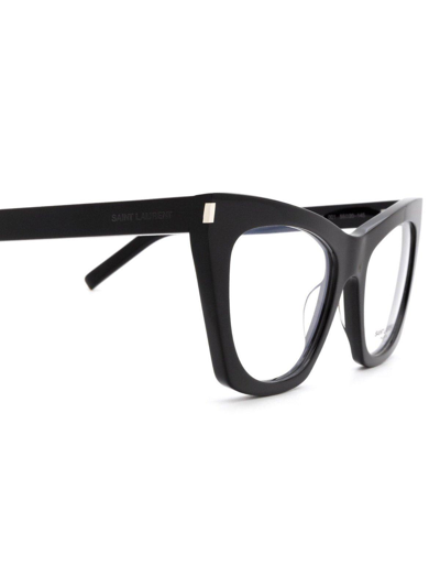 Shop Saint Laurent Kate Cat-eye Glasses In 001 Black Black Transpare