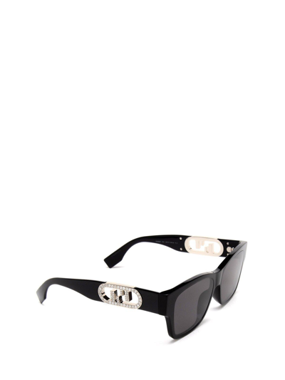 Shop Fendi Rectangle Frame Sunglasses In 01a