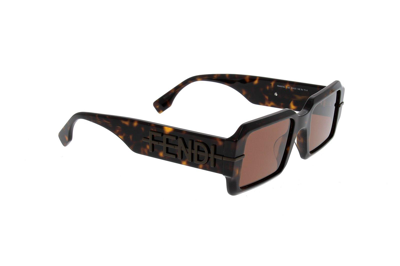 Shop Fendi Rectangle Frame Sunglasses In 52e