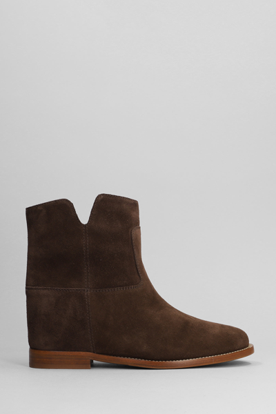 Shop Via Roma 15 Ankle Boots Inside Wedge In Brown Suede