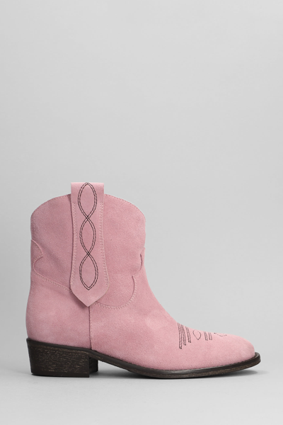 Shop Via Roma 15 Texan Ankle Boots In Rose-pink Suede