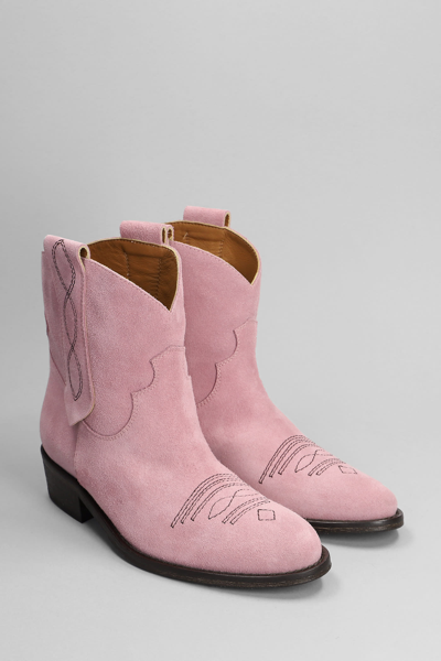 Shop Via Roma 15 Texan Ankle Boots In Rose-pink Suede