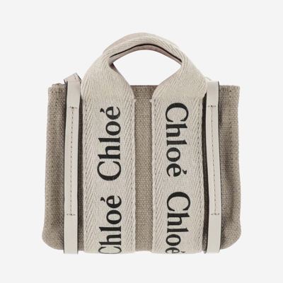 Shop Chloé Nano Woody Tote Bag In White