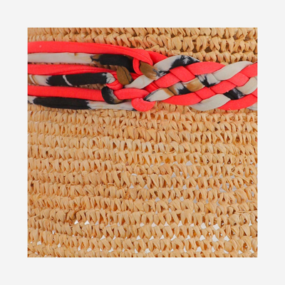 Maison Michel Natural Axel Raffia Bucket Hat In Red