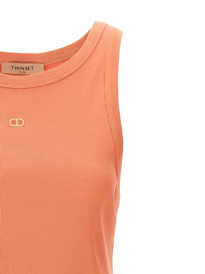 Shop Twinset Logo Embroidery Tank Top In Pink