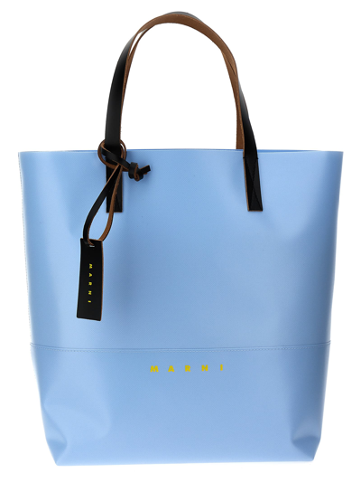 Shop Marni Tribeca Shopping Bag In Light Blue