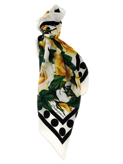 Shop Dolce & Gabbana Rose Gialle Scarf In Multicolor