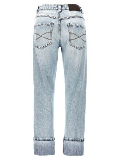 Shop Brunello Cucinelli Turn Up Jeans In Light Blue