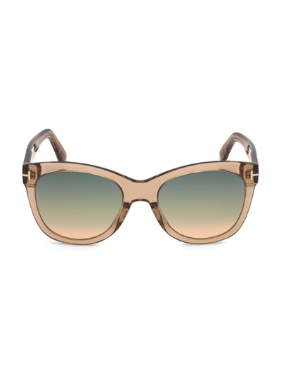 Shop Tom Ford Women's Wallace 54mm Cat-eye Sunglasses In Champagne Green