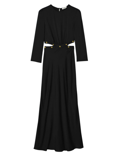 Shop Sandro Women's Satin Finish Maxi Dress In Black