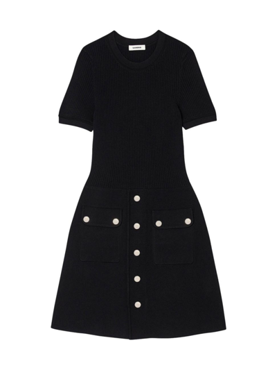 Shop Sandro Women's Knit Dress In Black