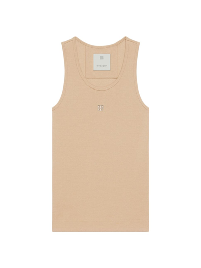 Shop Givenchy Women's Slim Fit Tank Top In Cotton In Beige Cappuccino