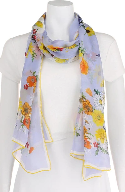 Shop Givenchy 4g Flower Silk Oblong Scarf In Baby Blue