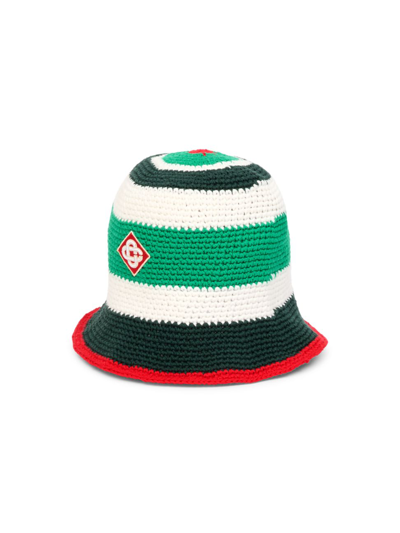 Shop Casablanca Men's Day Of Victory Striped Cotton Hat In Green White