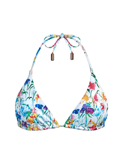 Shop Vilebrequin Women's Happy Flowers String Bikini Top In Blanc
