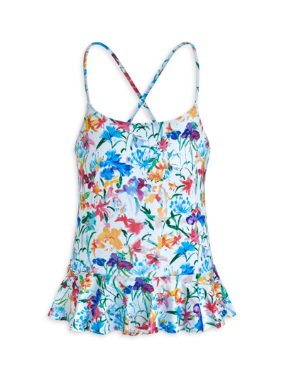 Shop Vilebrequin Little Girl's & Girl's Happy Flowers Jersey Swimsuit In White