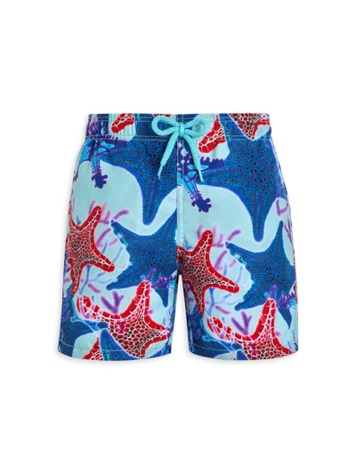 Shop Vilebrequin Little Boy's & Boy's Glowed Star Print Swim Trunks In Neutral
