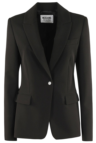 Shop Moschino Single Breasted Tailored Blazer In Black