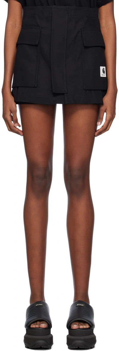 Sacai Black Carhartt Wip Edition Shorts In 001 Black