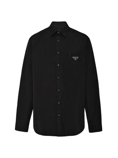 Shop Prada Men's Cotton Shirt In Black