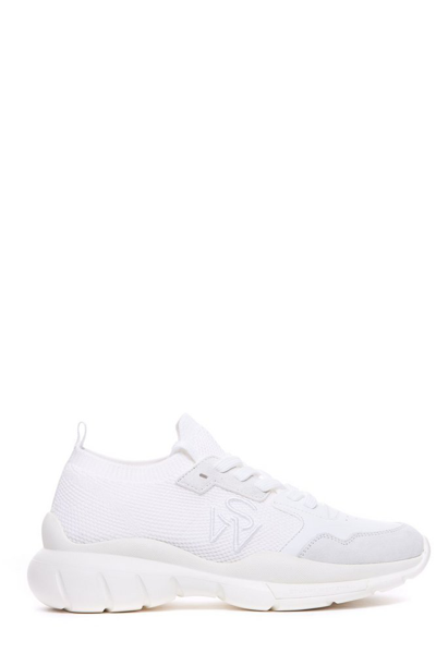 Shop Stuart Weitzman Logo Embroidered Mesh Sneakers In White