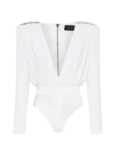 Shop Zhivago Women's Roxy Jewel-embellished Bodysuit In White