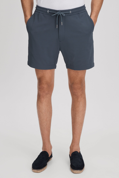 Shop Reiss Newmark - Airforce Blue Textured Drawstring Shorts, 38
