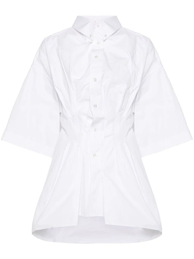 Shop Maison Margiela Fitted Shirt In Wrinkled Poplin In White