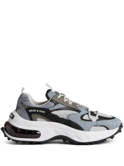 Shop Dsquared2 Grey Bubble Panelled Chunky Sneakers