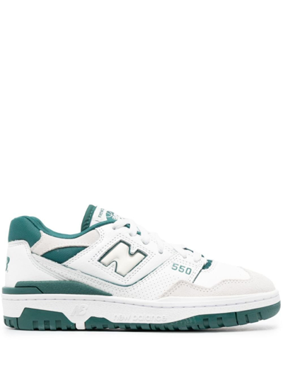 Shop New Balance 550 Sneakers - Men's - Rubber/leather/suede/fabric In White