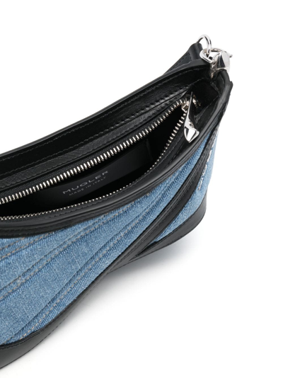 Shop Mugler Spiral Curve 01 Denim Shoulder Bag In Blue