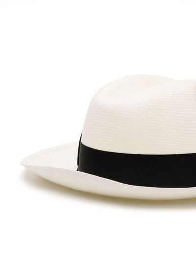 Shop Borsalino Amedeo Straw Panama Hat In White