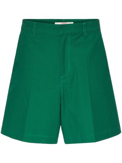 Shop Valentino V Detail Cotton Bermudas In Green
