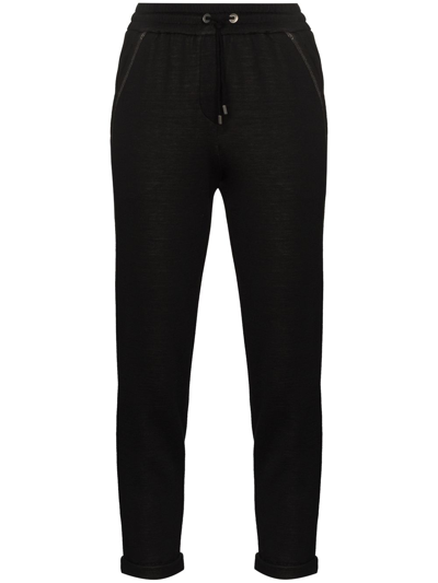 Shop Brunello Cucinelli Cotton And Silk Blend Joggers In Black