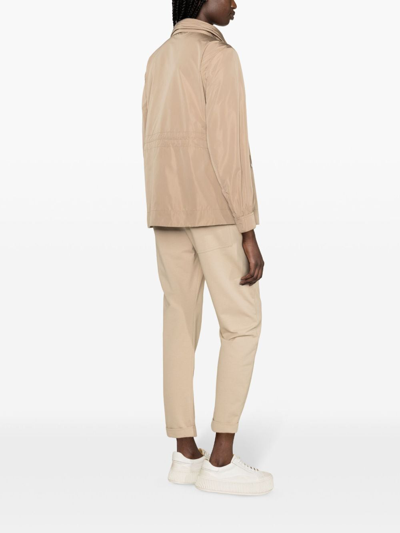Moncler Enet Technical Twill Parka In Beige