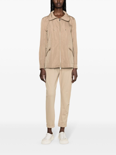 Shop Moncler Enet Nylon Parka Coat In Beige