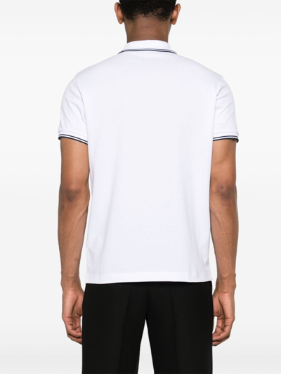 Shop Moncler Logo Cotton Polo Shirt In White