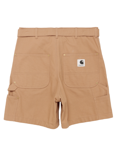 Shop Sacai X Carhartt Wip Cotton Shorts In Beige