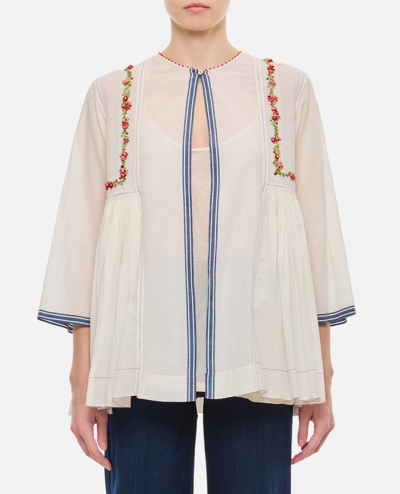 Shop Péro Cotton Embroidered Shirt In White